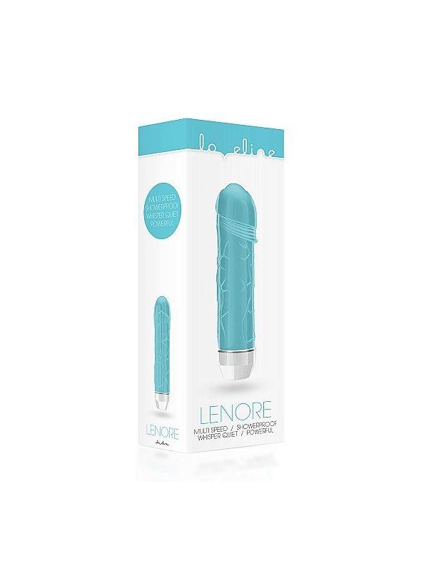 Бирюзовый вибратор Lenore с тонкими венками - 14,5 см.