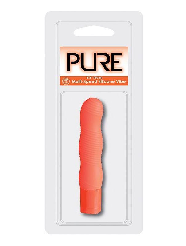 Оранжевый вибромассажёр с рельефом PURE 3.5INCH VIBRATOR ORANGE - 9 см.