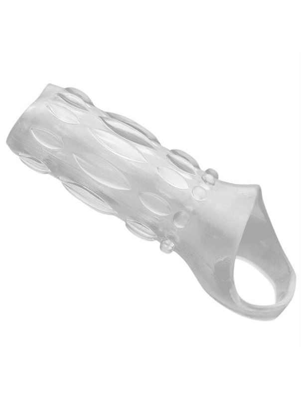 Насадка на пенис с кольцом для мошонки Clear Sensations Enhancer Sex Sleeve - 11,5 см.