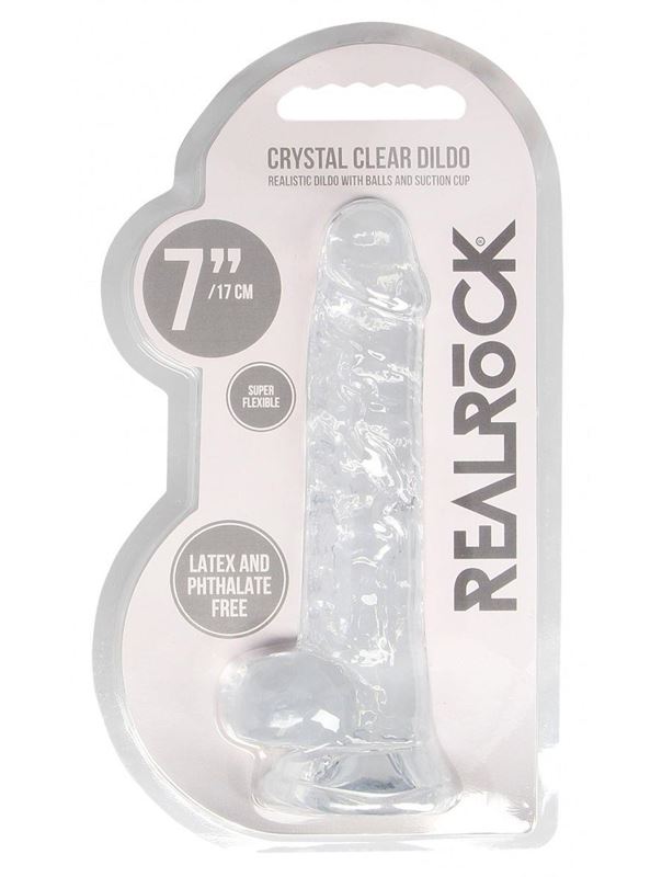 Прозрачный фаллоимитатор Realrock Crystal Clear 7" (19 см)