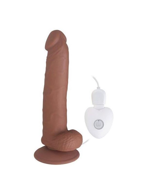 Коричневый вибратор SEDUCER 20 Function Perfect Peter (20,5 см)