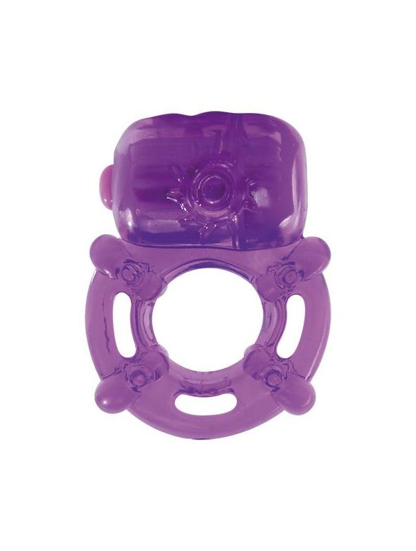 Фиолетовое эрекционное виброкольцо VIBRATING COCK RING KINKY