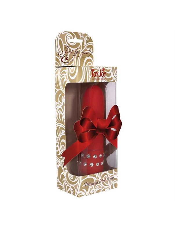 Красный мини-вибратор с кристаллами Diamond Red Petit - 11 см.