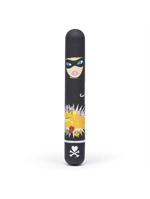 Чёрный вибратор CLASSIC VIBRATOR BLACK ROBBER WOMAN - 18,4 см.