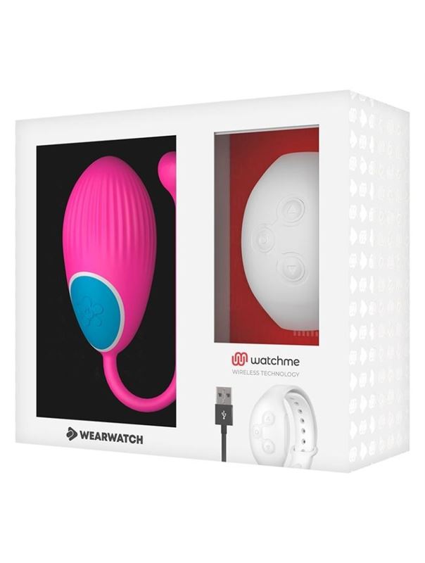 Розовое виброяйцо с белым пультом-часами Wearwatch Egg Wireless Watchme