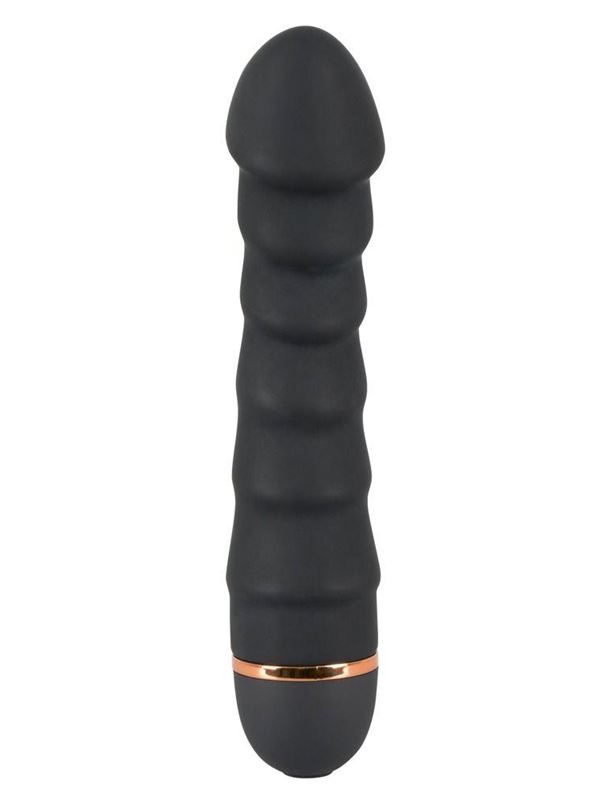 Чёрный вибратор с ребрами Bendy Ripple (16,5 см)