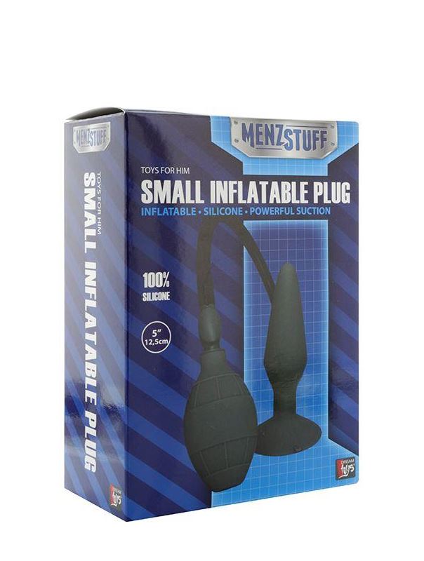 Чёрная анальная пробка с функцией расширения MENZSTUFF SMALL INFLATABLE PLUG- 12,5 см.