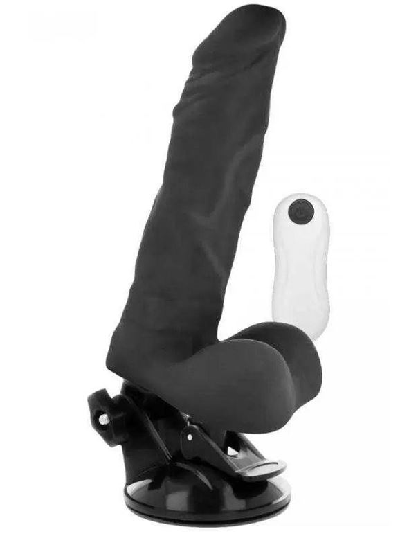 Черный вибратор Basecock Realistic Vibrator Remote Control на мощной присоске (21 см)