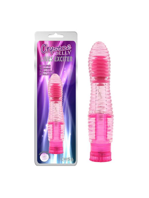 Розовый вибратор с рёбрышками Lines Exciter (16,2 см)