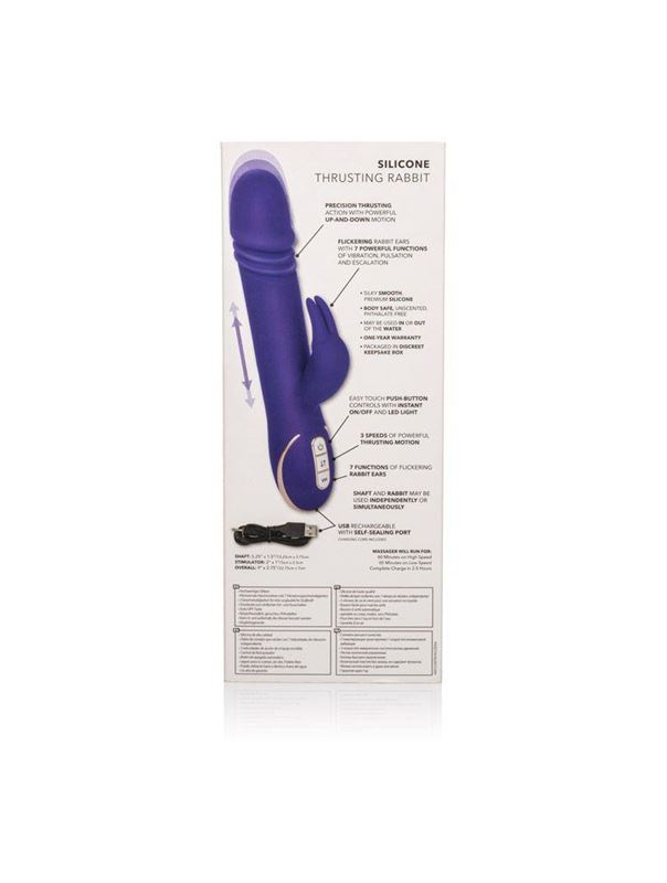 Фиолетовый вибратор с поступательным движением Jack Rabbit Signature Silicone Thrusting Rabbit (20 см)