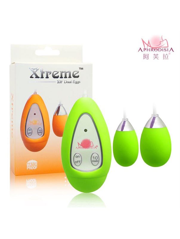Лаймовые виброяйца Xtreme 10F Dual Eggs