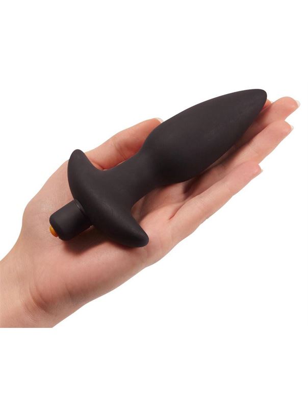 Чёрная анальная пробка с вибрацией Vibrating Butt Plug (14,5 см)