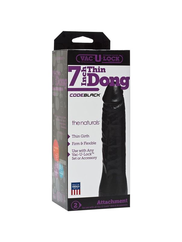 Насадка-фаллоимитатор для страпон-систем Vac-U-Lock CodeBlack 7" Thin Dong (18,3 см)