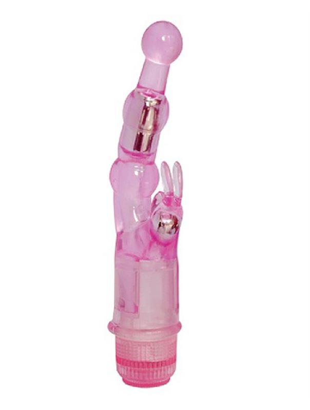 Розовый вибростимулятор Crystal Naughty Rabbit (20 см)