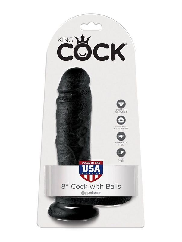 Чёрный фаллоимитатор 8 Cock with Balls - 21,3 см.