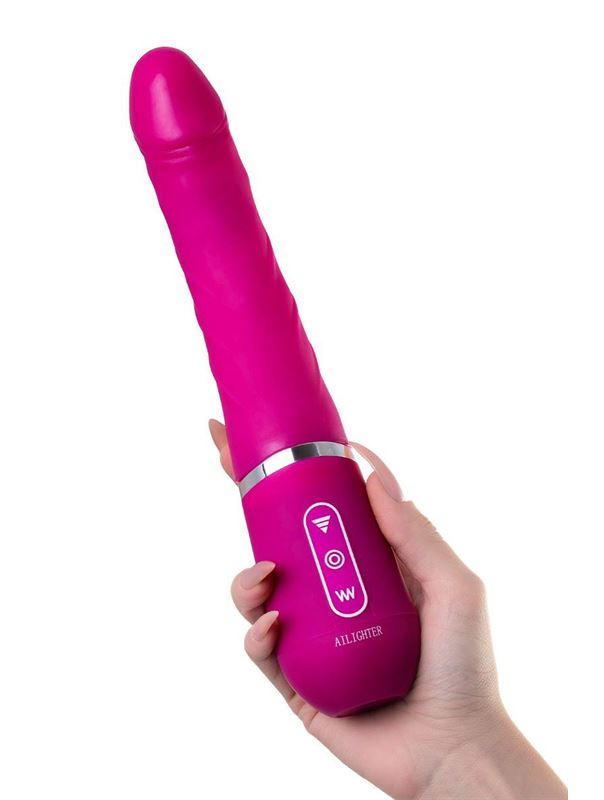 Розовый нереалистичный вибратор Ailighter Smart Telescopic Lover (27,1 см)
