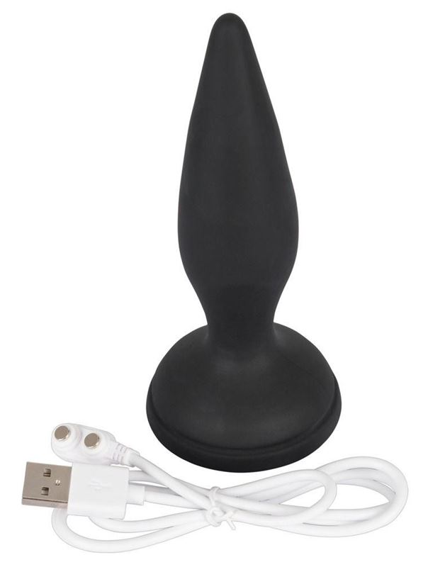 Чёрная вибропробка Vibro-Butt Plug with a Suction Cup (13,6 см)