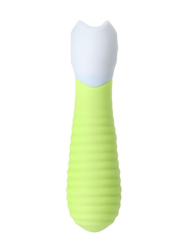 Лаймовый мини-вибратор MINI 2 с ребрами (11,8 см)