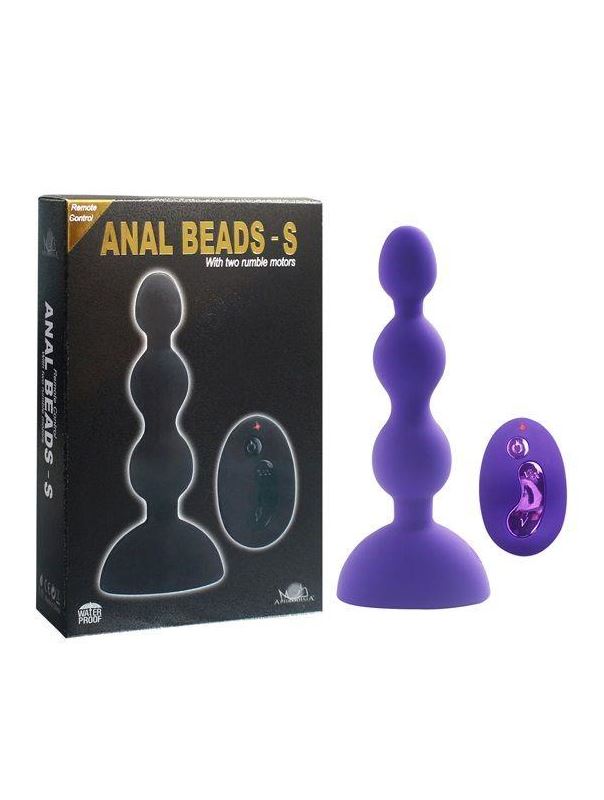 Фиолетовый анальный вибростимулятор Anal Beads - S с пультом ДУ (14,5 см)