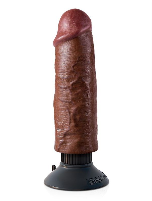 Коричневый вибратор 6 Vibrating Cock - 17,8 см.