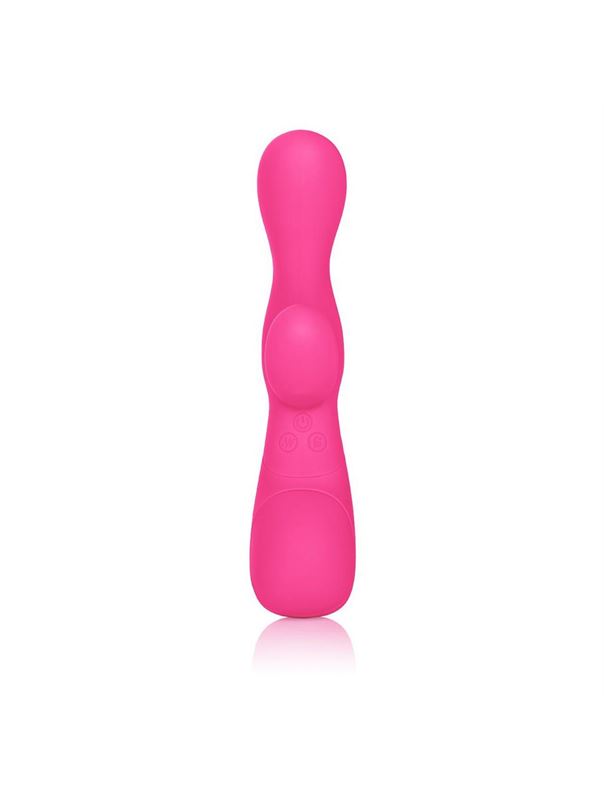 Розовый вибромассажер Impress Tongue со стимуляцией клитора - 18 см.