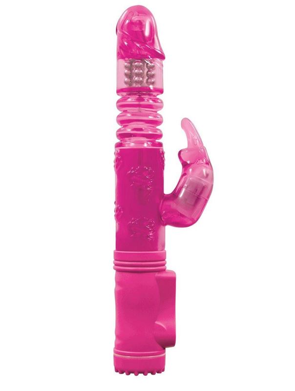 Вибромассажер с клиторальной стимуляцией BunnyTron Petite Thruster Vibe - 25 см.