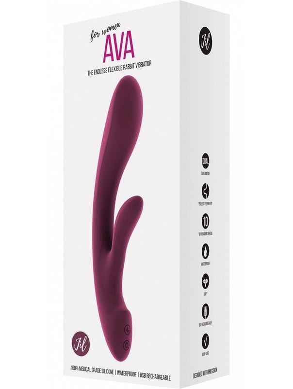 Розовый вибратор Ava с клиторальным отростком (22 см)
