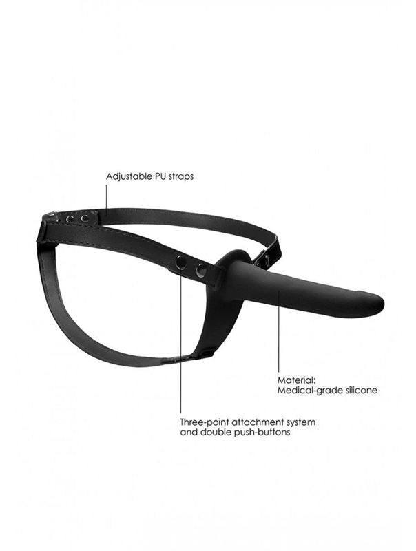 Черный страпон Adjustable на ремешках (15,5 см)