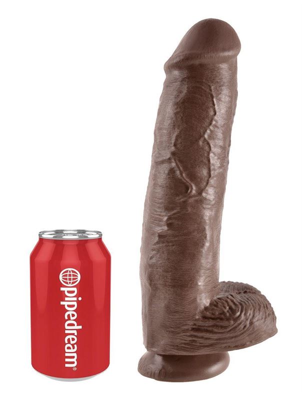 Коричневый фалоимитатор-гигант на присоске 11" Cock with Balls (28 см)
