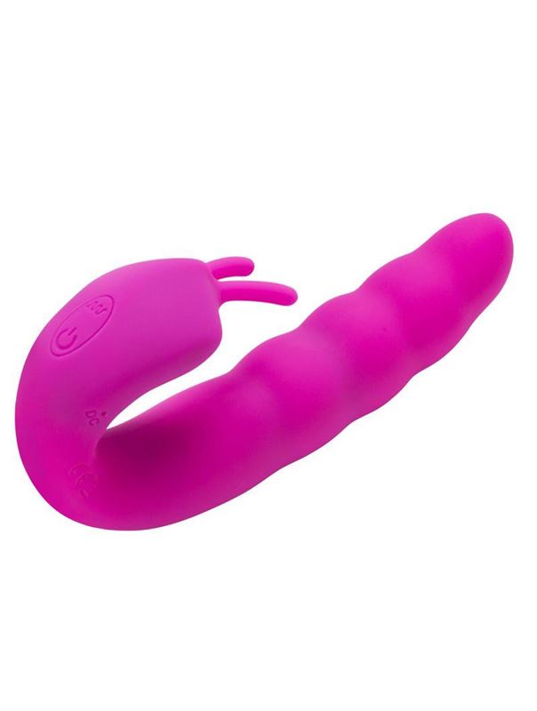 Розовый вибратор Ribbed Dual Stimulator (17 см)