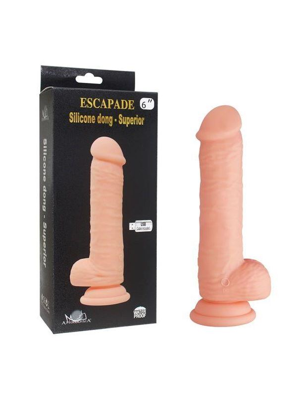 Телесный вибратор реалистик Superior Dong из силикона (17,5 см)