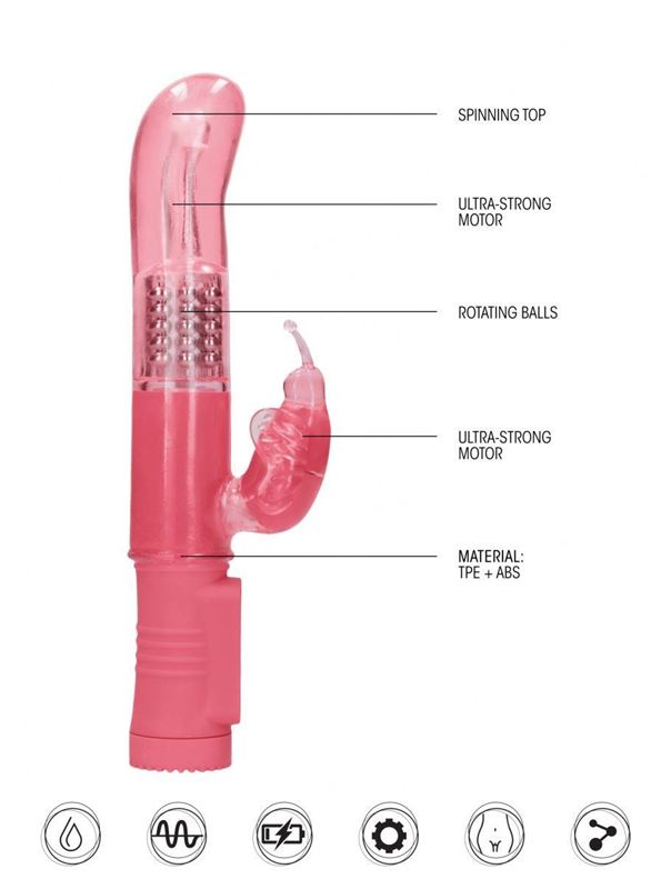 Розовый вибратор кролик Rotating Butterfly (22,8 см)