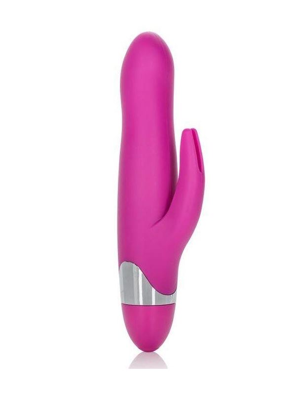 Вибромассажер с клиторальной стимуляцией Turn it Up! 7-Function Silicone Massager - 20,3 см.