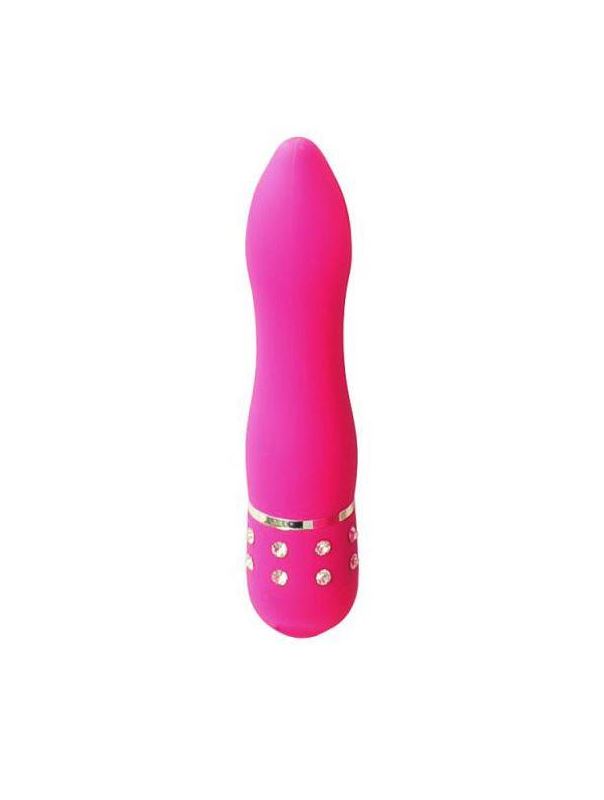 Розовый вибратор Betty со стразами - 11,5 см.