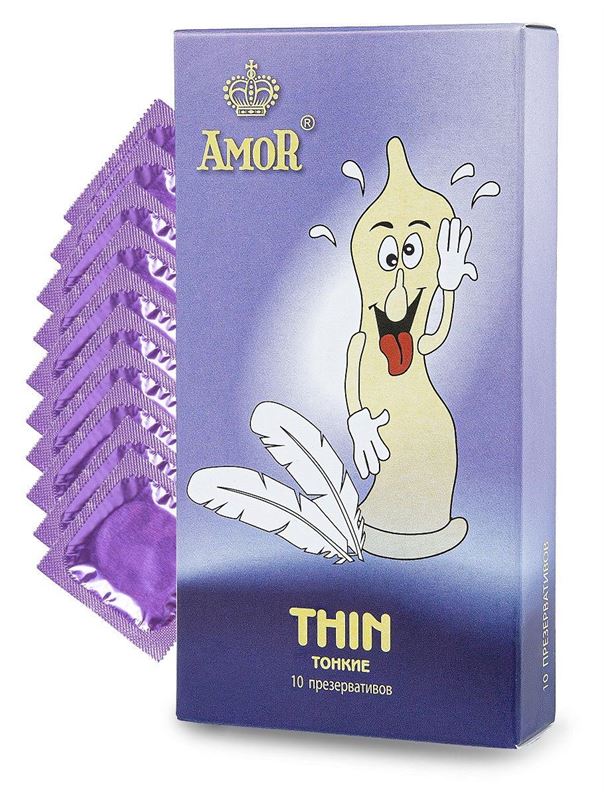 Супертонкие презервативы AMOR Thin Яркая линия (10 шт)