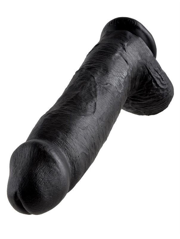 Чёрный фаллоимитатор-гигант 12 Cock with Balls - 30,5 см.