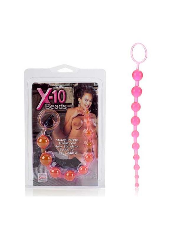 Розовая анальная цепочка X-10 BEADS (28 см)