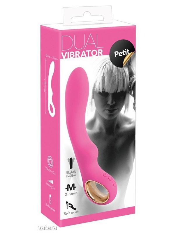 Розовый гладкий вибростимулятор Dual Petit (18,7 см)