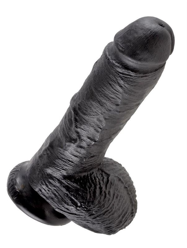Чёрный фаллоимитатор 8" Cock with Balls (21,3 см)