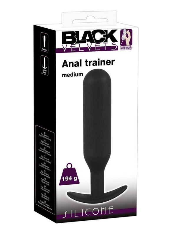 Черная утяжеленная анальная пробка Anal Trainer Medium (18 см)