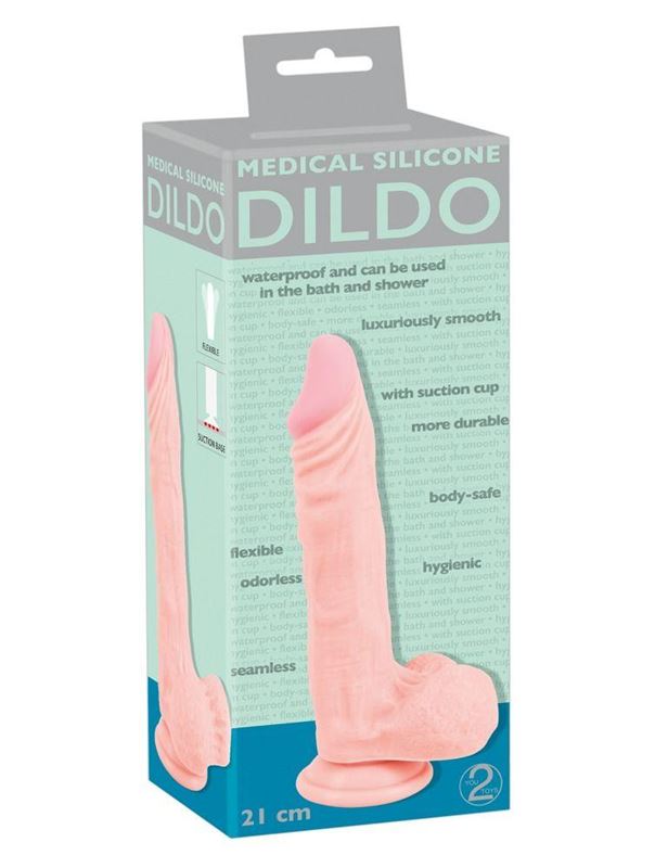 Реалистичный фаллоимитатор с чуть зауженной головкой Medical Silicone Dildo (21 см)