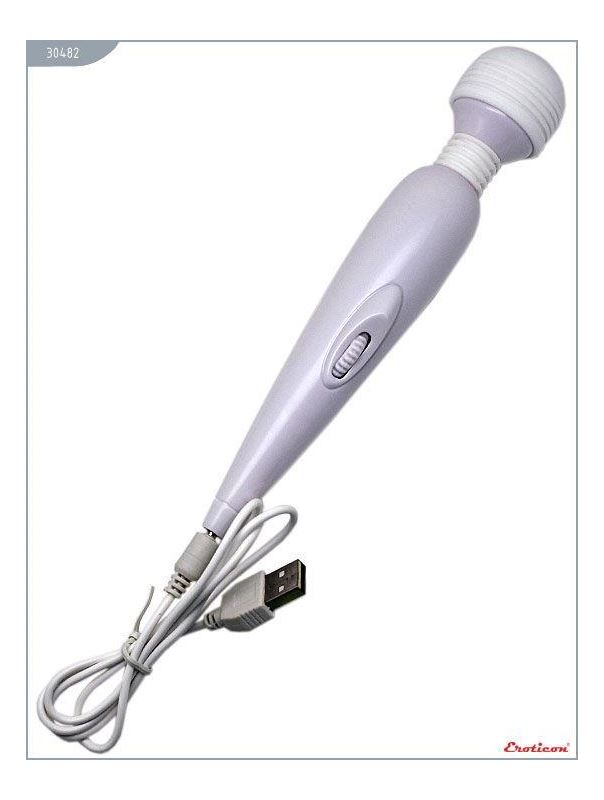 Белый вибромассажёр Mimi Magic Wand - 19,2 см.