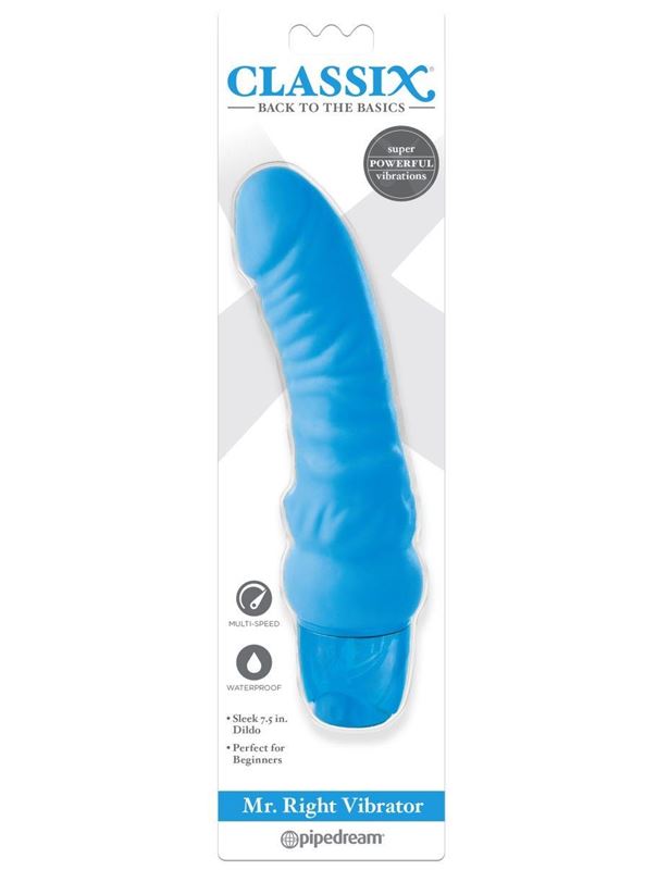 Голубой вибратор Classix Mr. Right Vibrator (18,4 см)