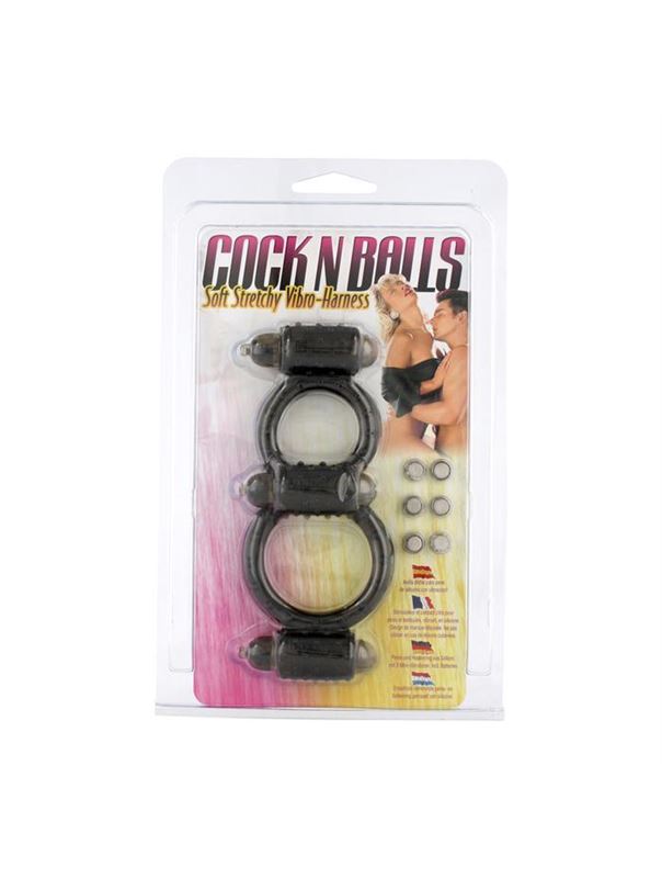 Чёрное виброкольцо HARNESS BLACK с петлёй для мошонки