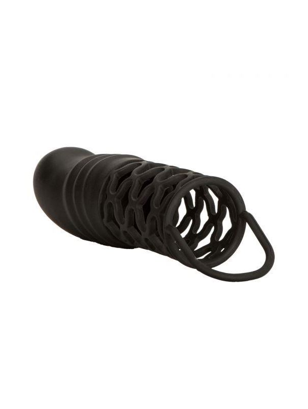 Черная удлиняющая насадка на пенис Silicone 2 Extension - 14,5 см.