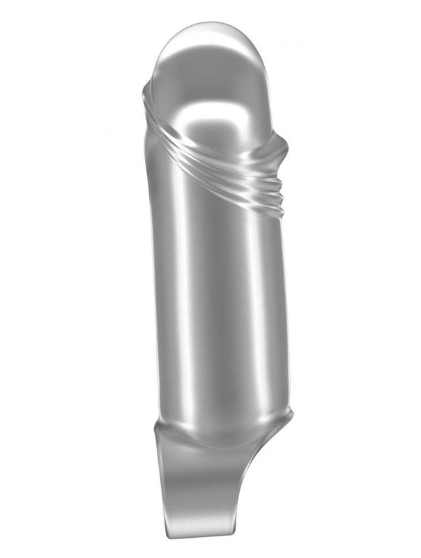 Прозрачная увеличивающая насадка с кольцом N35 Stretchy Thick Penis - 15,2 см.