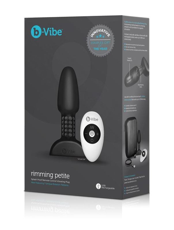 Чёрная анальная пробка с римминг-эффектом b-Vibe - RIMMING PETITE (12,4 см)