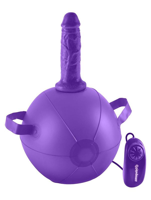 Фиолетовый надувной мяч с вибронасадкой Vibrating Mini Sex Ball - 15,2 см.