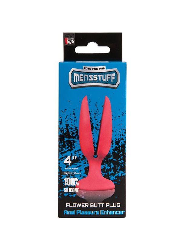 Красная анальная пробка-бутон MENZSTUFF - FLOWER BUTT PLUG 4INCH (11 см)
