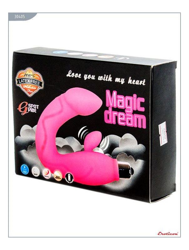 Розовый вибратор Magic Dream для массажа точки G и клитора